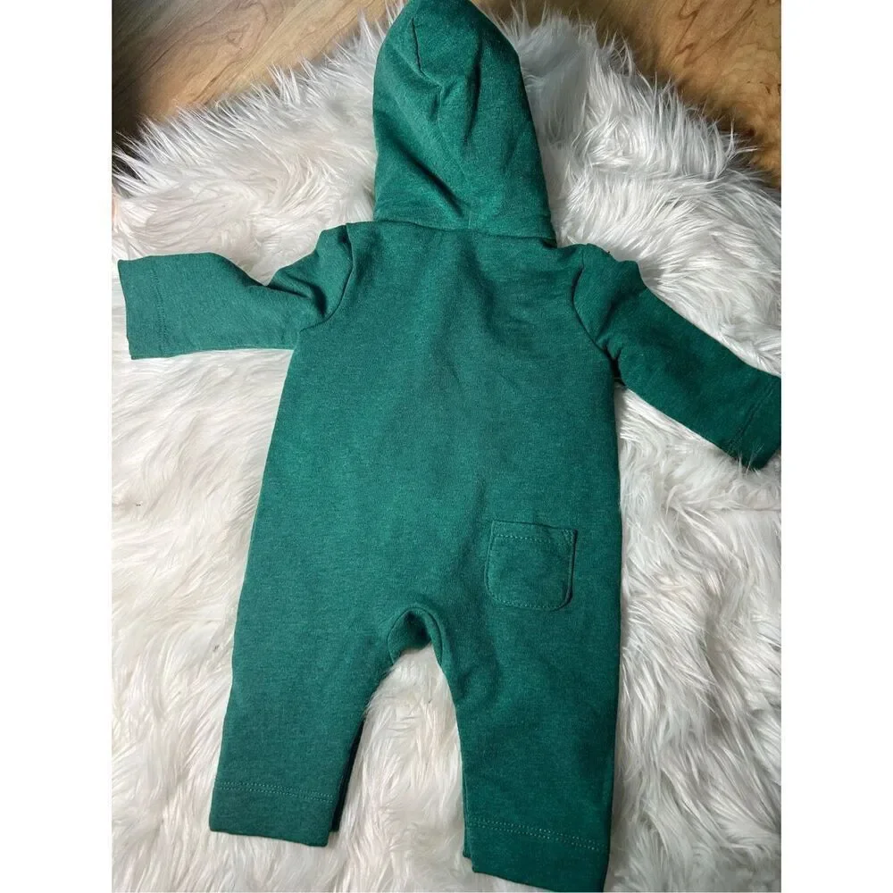 Janie and Jack fur hooded 0-3 mos green with hat
